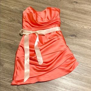 WToo Coral Asymmetrical Cocktail Dress